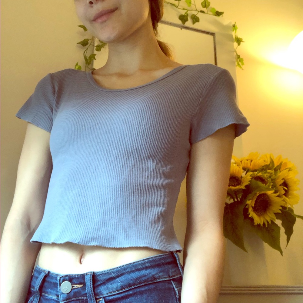 J GALT lace baby doll crop top XS periwinkle